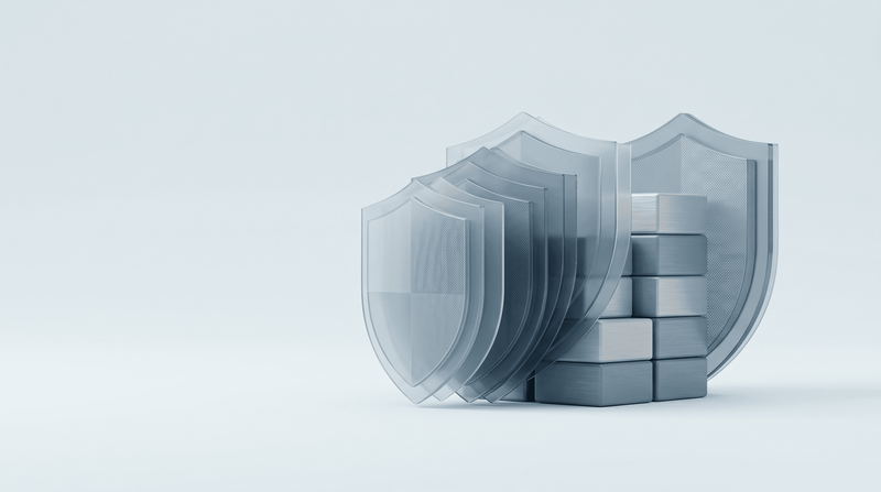 Abstract concept of layered ransomware defence and backups