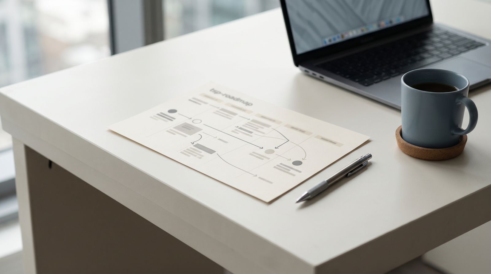 A technology roadmap laid out on a desk